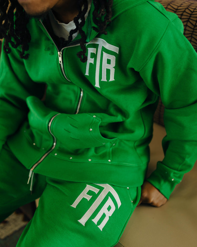 RHINESTONE FTR HOODIE (GREEN)