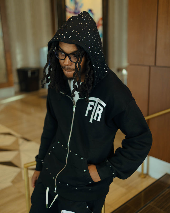 RHINESTONE FTR HOODIE (BLACK)