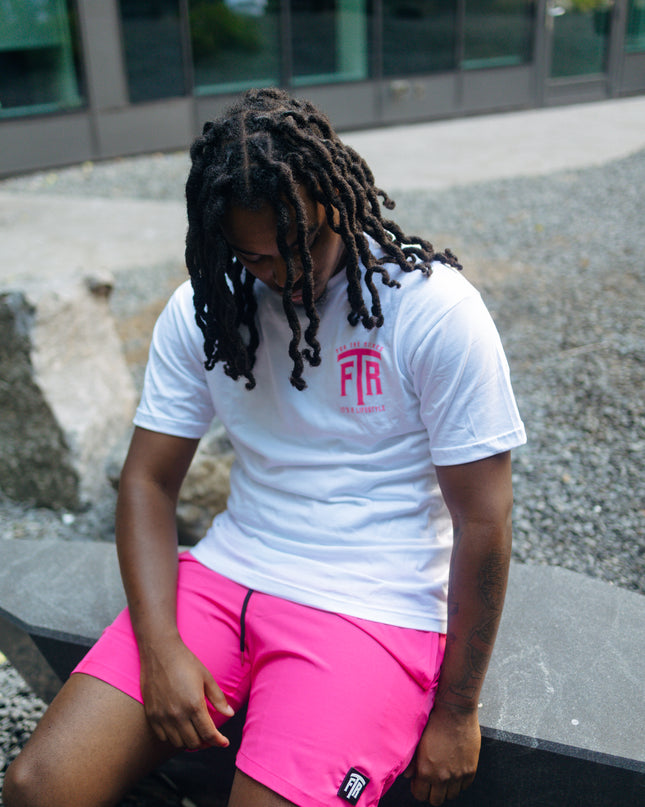 FTR ‘ACROSS THE WORLD’ WHITE TEE (PINK)