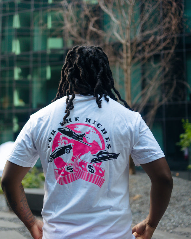 FTR ‘ACROSS THE WORLD’ WHITE TEE (PINK)