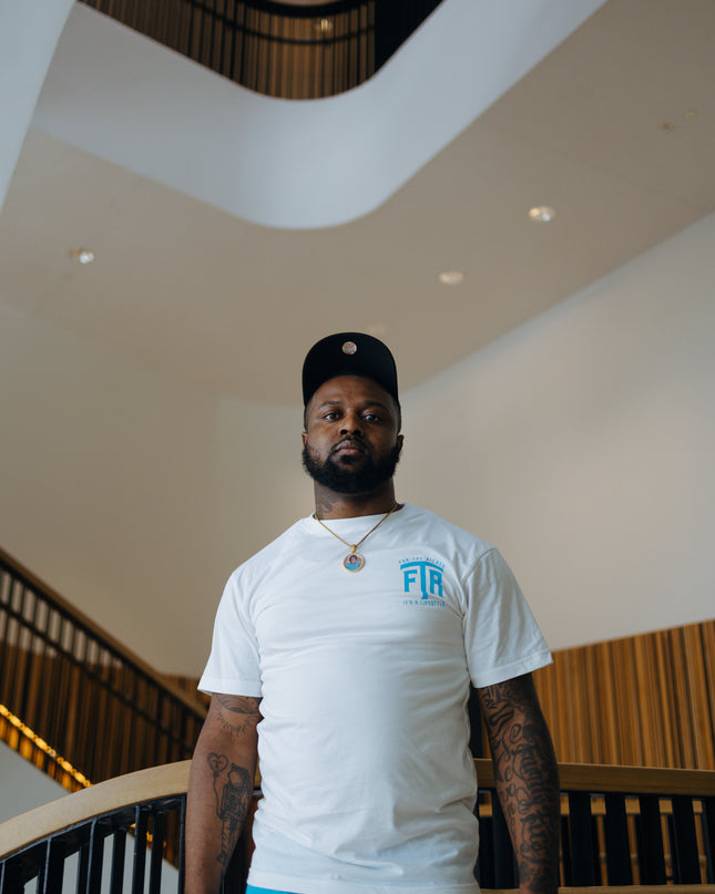 FTR ‘ACROSS THE WORLD’ WHITE TEE (BLUE)