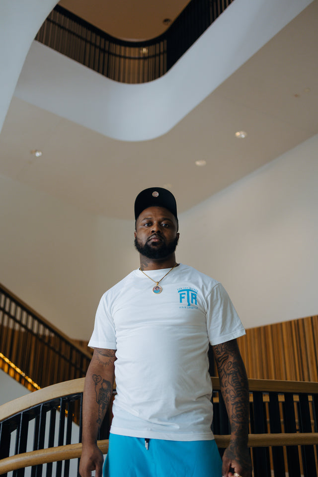 FTR ‘ACROSS THE WORLD’ WHITE TEE (BLUE)