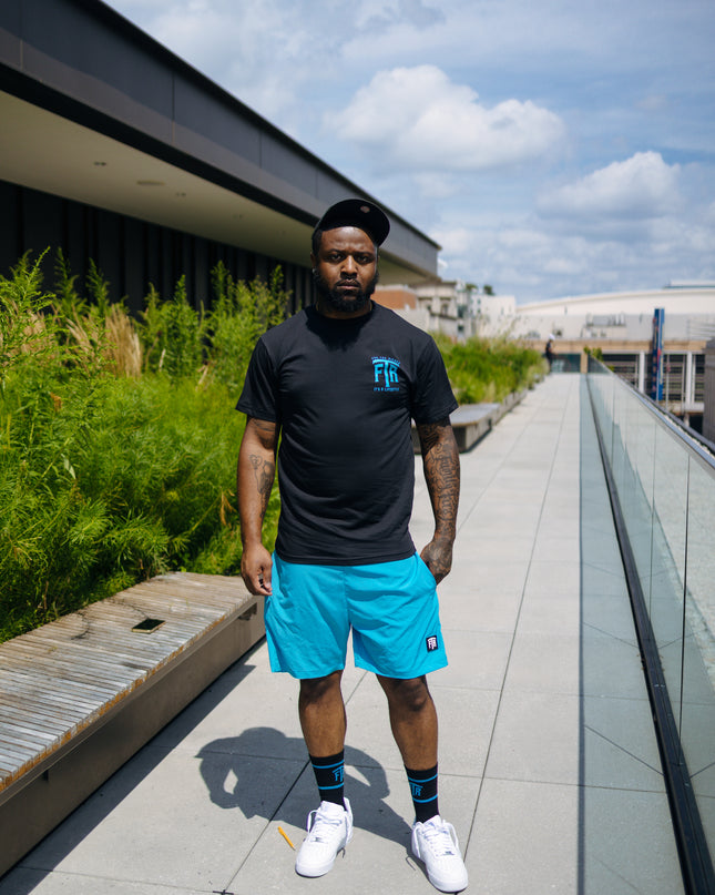 FTR ‘ACROSS THE WORLD’ BLACK TEE (BLUE)