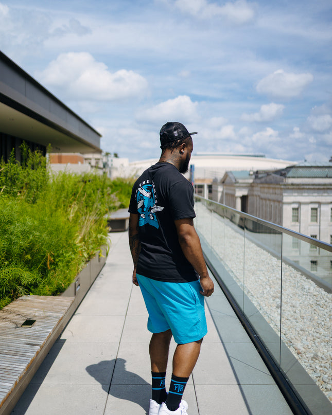 FTR ‘ACROSS THE WORLD’ BLACK TEE (BLUE)