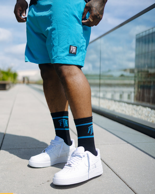 FTR LOGO BLACK CREW SOCKS (BLUE)