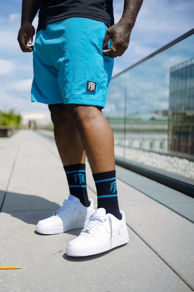 FTR LOGO BLACK CREW SOCKS (BLUE)