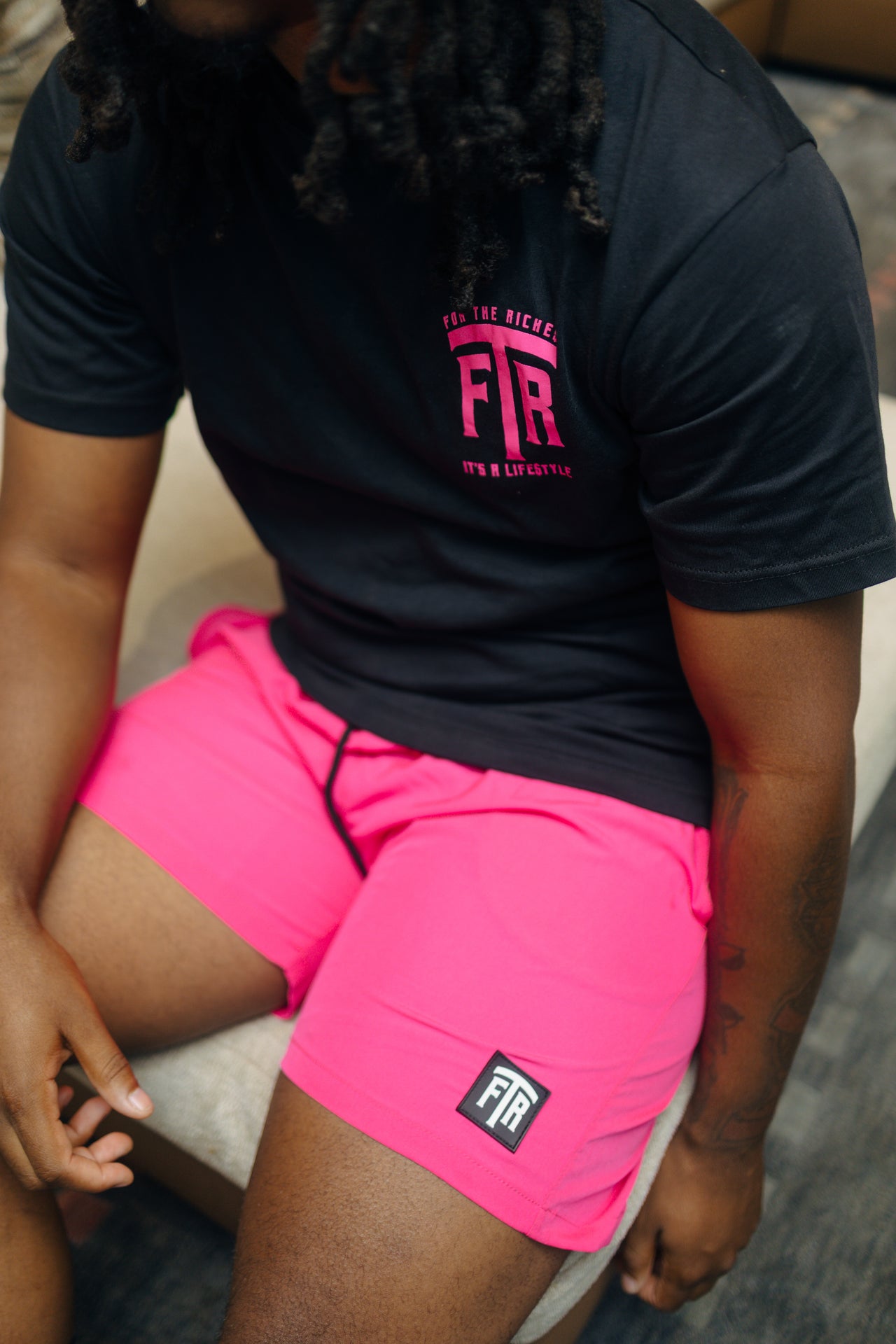 FTR LOGO NYLON SHORTS (PINK)