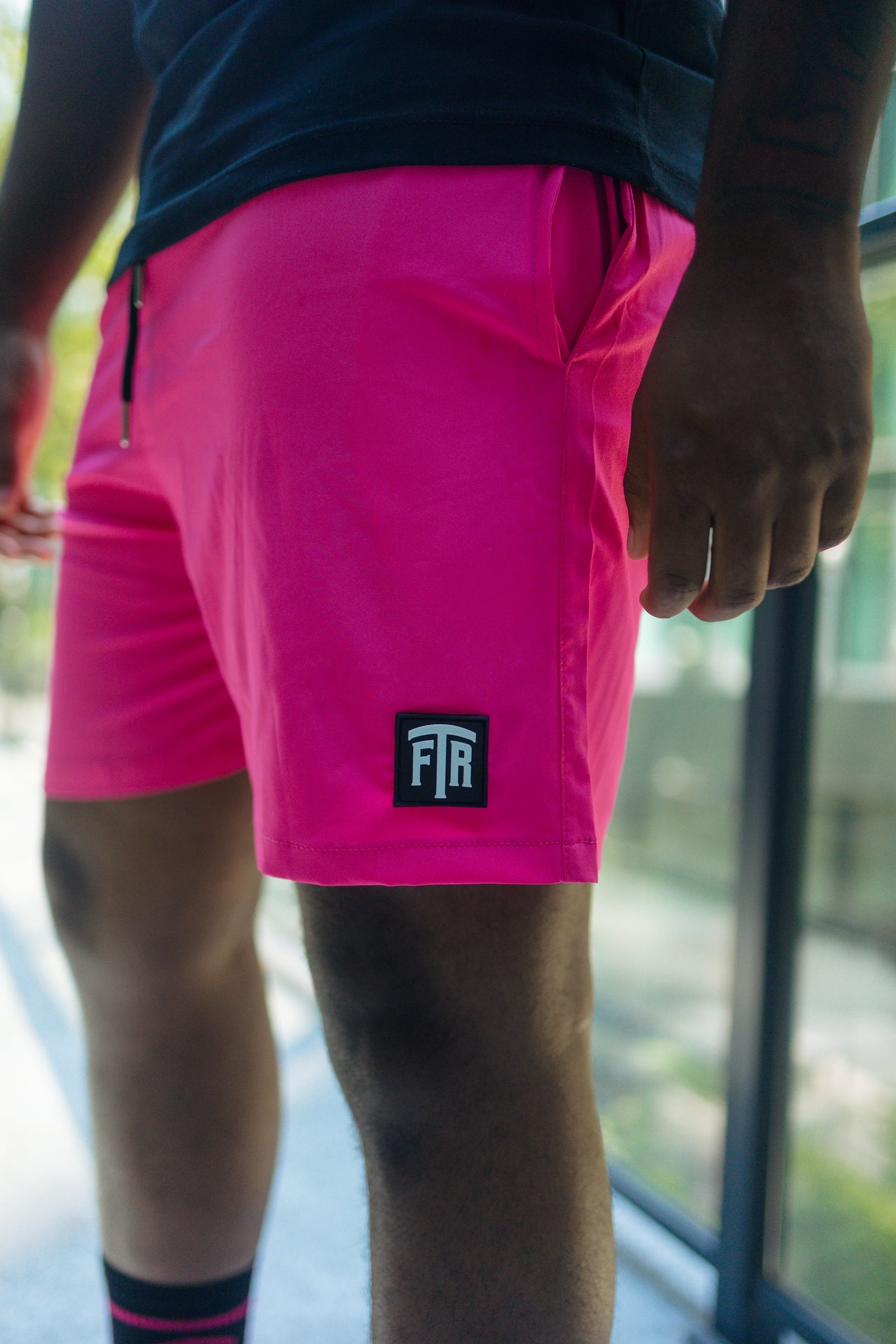 FTR LOGO NYLON SHORTS (PINK)