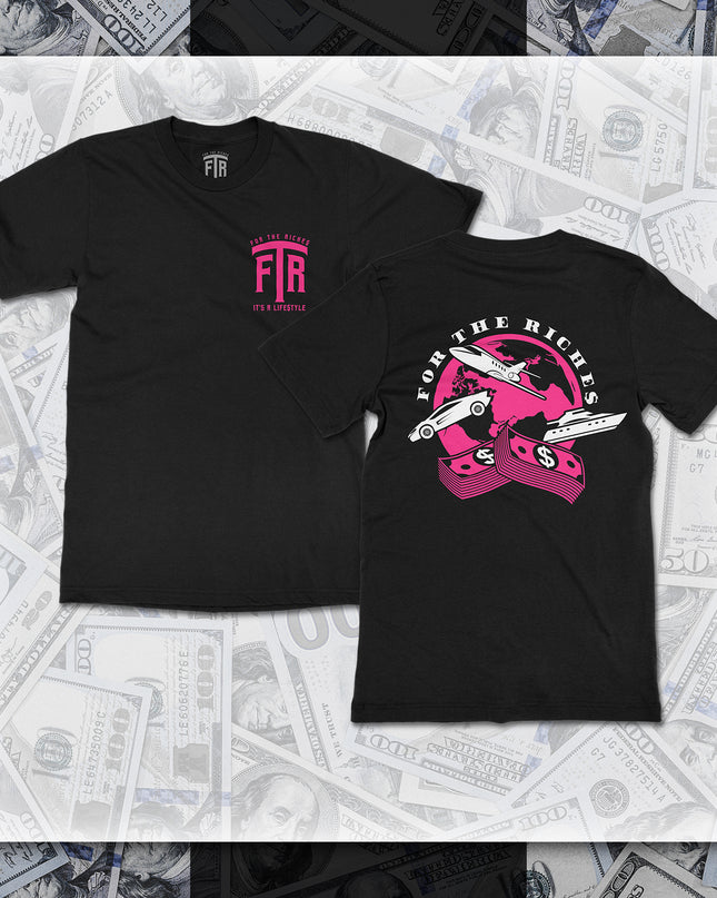 FTR ‘ACROSS THE WORLD’ BLACK TEE (PINK)
