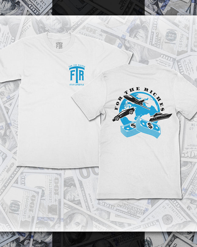 FTR ‘ACROSS THE WORLD’ WHITE TEE (BLUE)