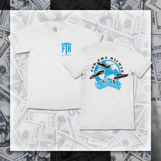 FTR ‘ACROSS THE WORLD’ WHITE TEE (BLUE)