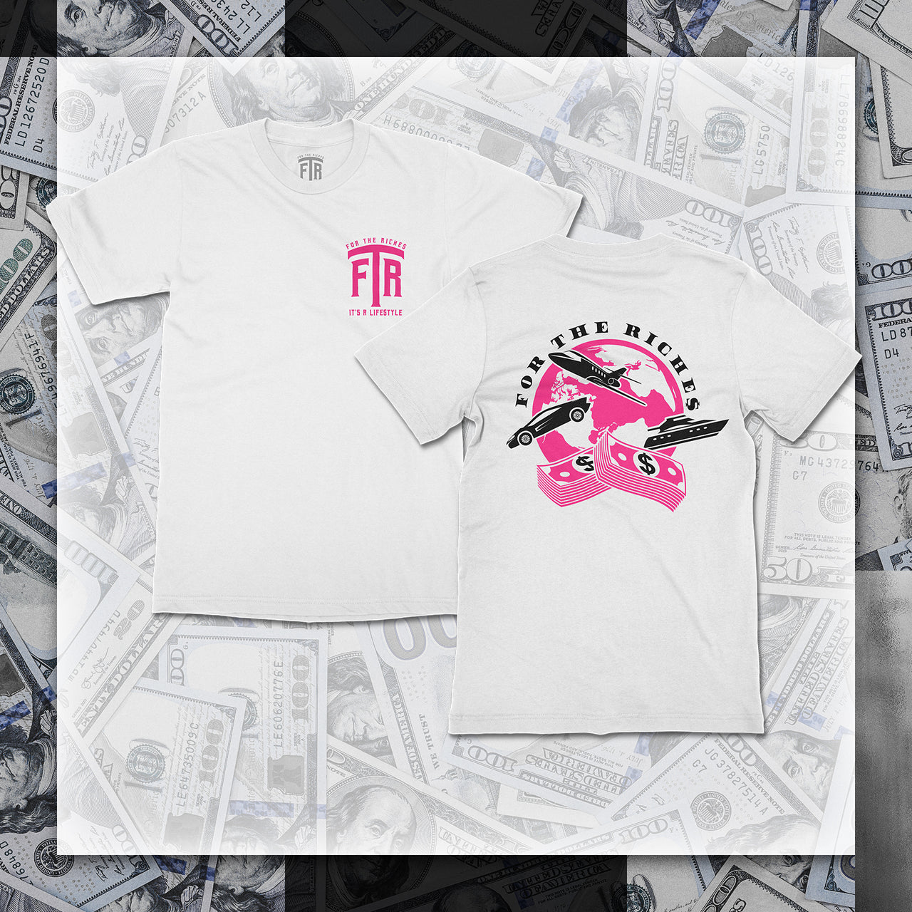 FTR ‘ACROSS THE WORLD’ WHITE TEE (PINK)