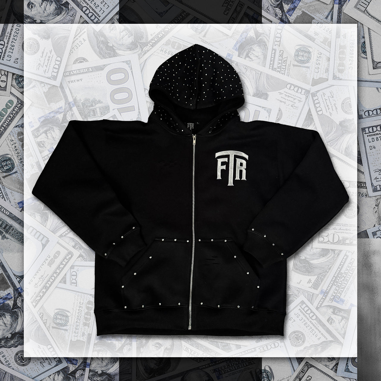 RHINESTONE FTR HOODIE (BLACK)