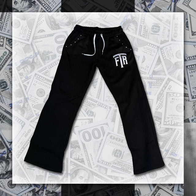 RHINESTONE FTR SWEAT PANTS (BLACK)