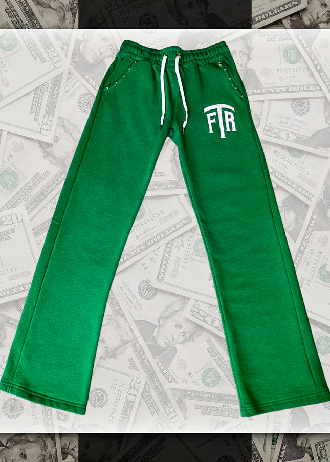RHINESTONE FTR SWEAT PANTS (GREEN)